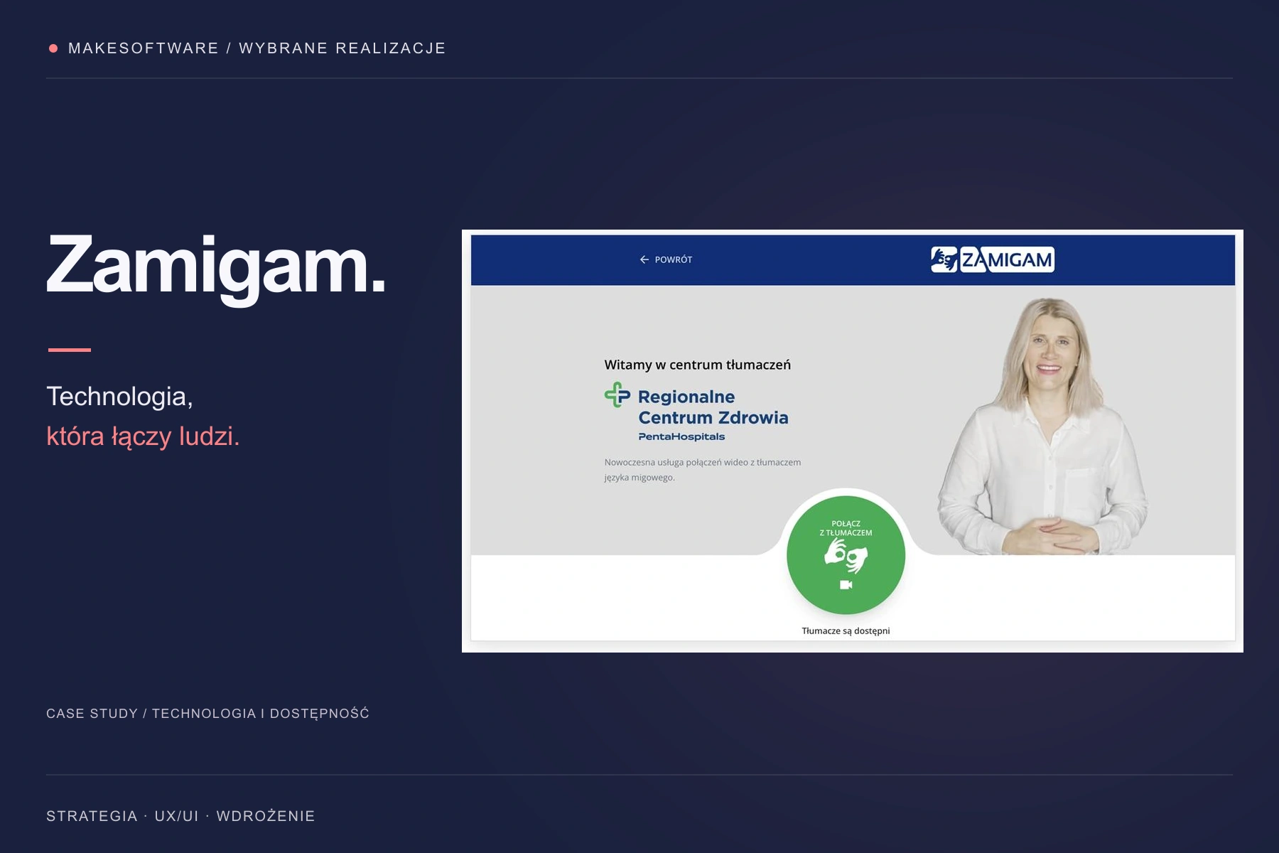 Zamigam - prezentacja projektu MakeSoftware z oryginalnymi widokami rozwiązania.